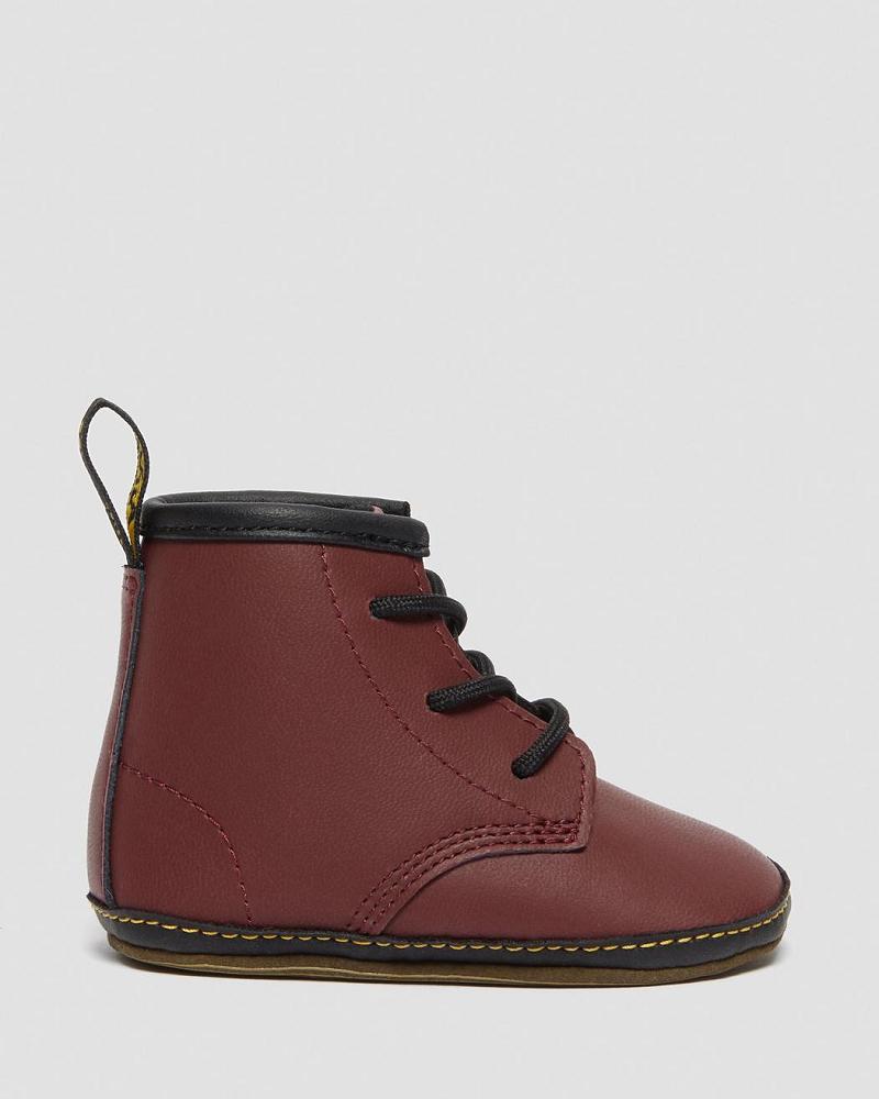 Pink / Red Kids' Dr Martens Newborn 1460 Auburn Leather Booties Casual Boots | CA 660EBC